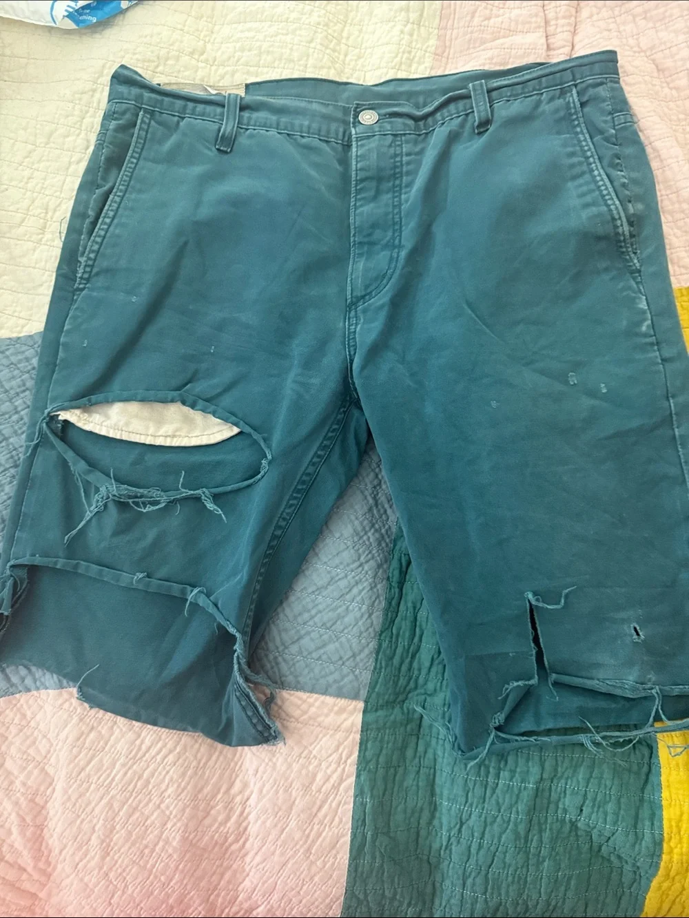 Levi's Teal Distressed Flat Front Men's Shorts and Nike SB Sport Shorts